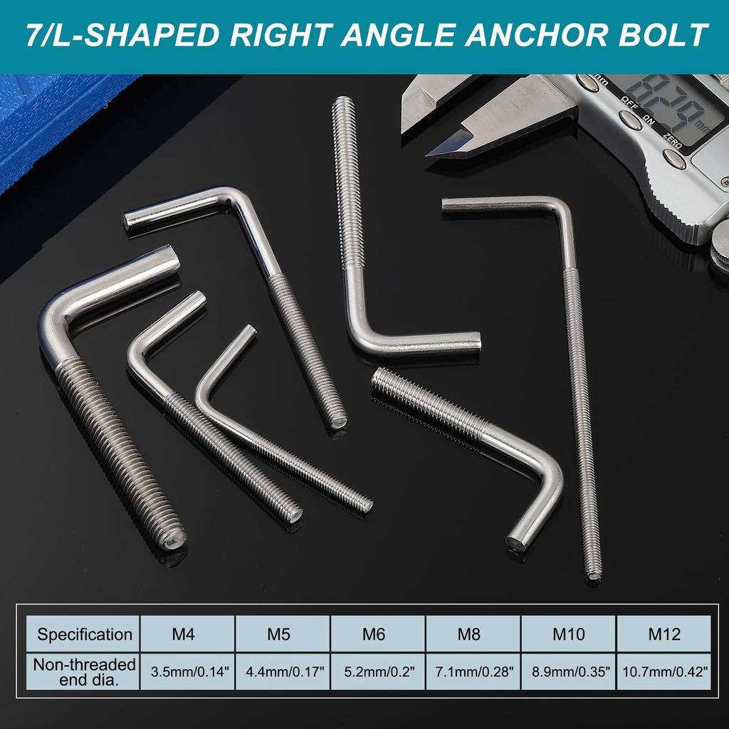 uxcell 10 piezas Pernos de Anclaje de Ángulo Recto de 9 Grados M8 x 60 mm Acero Inoxidable 304