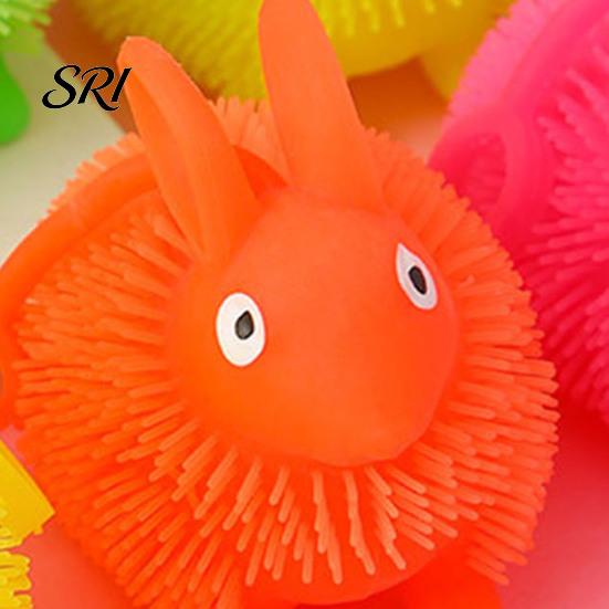 Light Emitting Fidget Toy Luminous Glowing Ball Fluffy Bunny Stress Soft TPR Relief with Color-Changing Lights Sensory Decompression Gadget