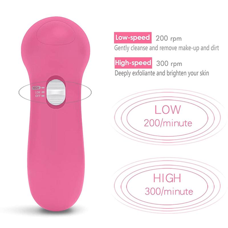 Spazzola Elettrica 5 In 1 per il Viso Massaggio Facciale Spa Strumento per la Pelle Aspiratore Pori Misuratore Pulizia Punti Neri Detergente Strumenti