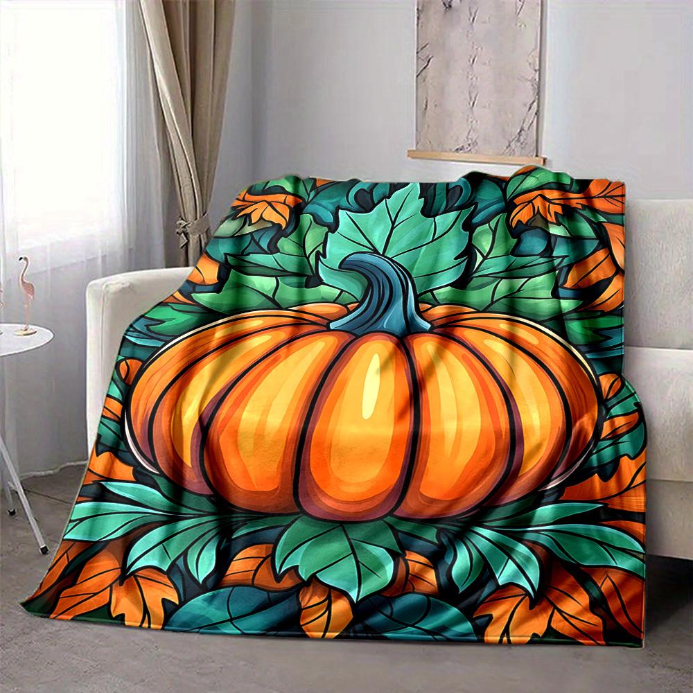 1pc Pumpkin Halloween Blanket, Lightweight Flannel Throw Blanket for Sofa, Bed, Travel, Camping, Living Room, Office, Couch, Chair, and Bed