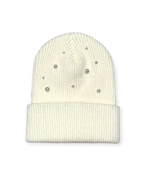 Bonseullipi Stardust Rib Knit Beanie (Ivory)