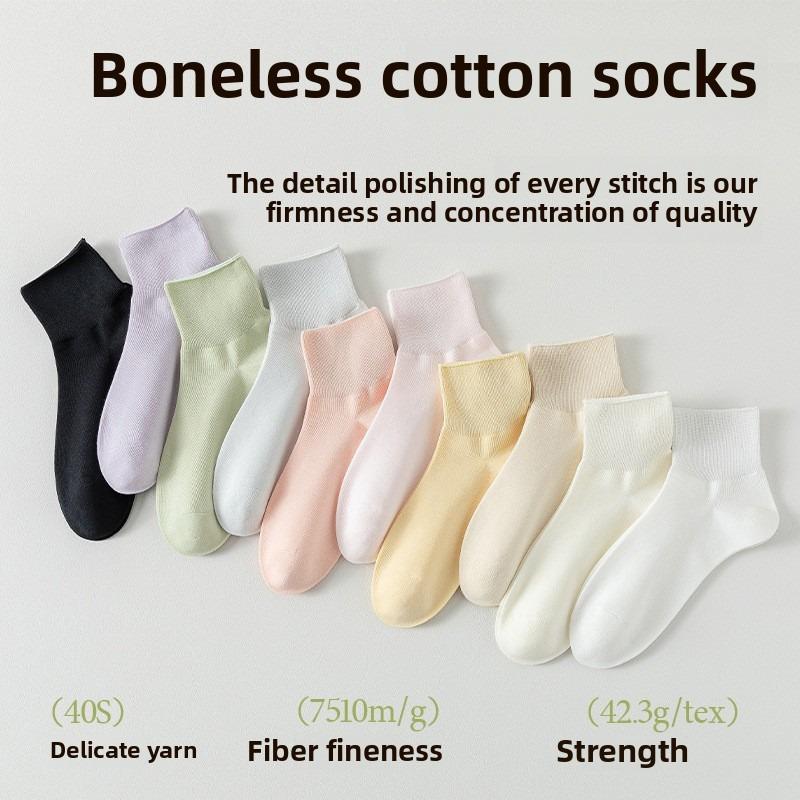 5 Pairs of Women's Spring and Summer Thin Pure Cotton Deodorant Sweat Absorption Sports All Match Mid Tube Socks