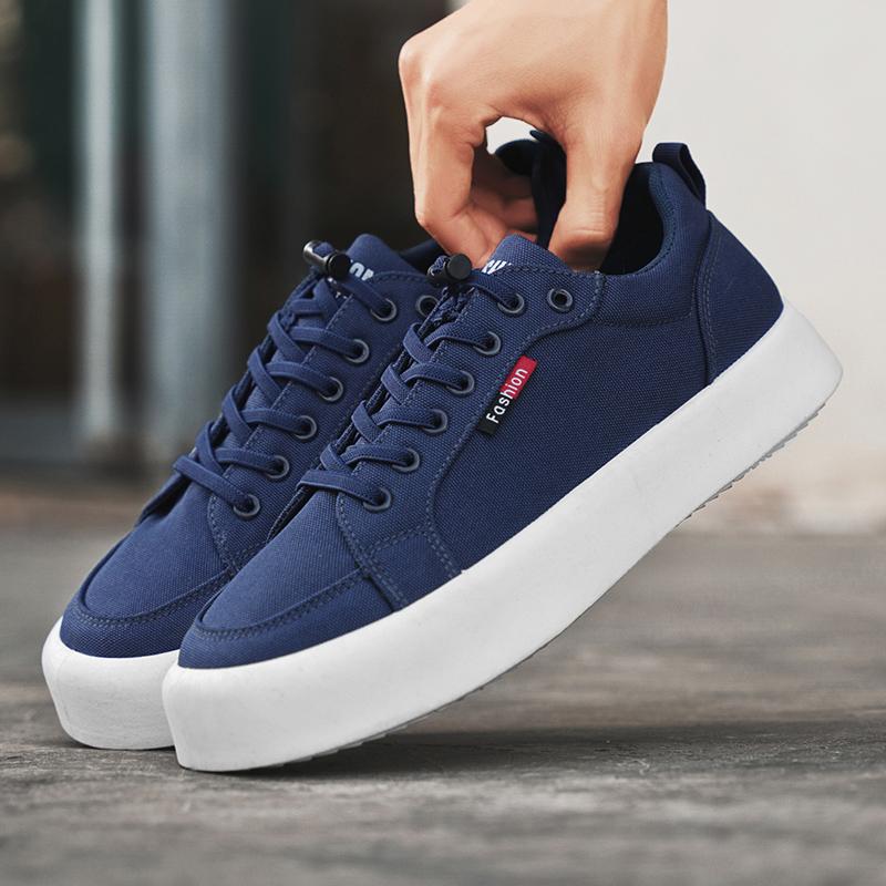 

Мужские спортивные парусиновые туфли в уличном стиле, кроссовки на платформе, студенческие, большие размеры, черные, для скейтбординга, увеличивающие рост EU: 46 синий