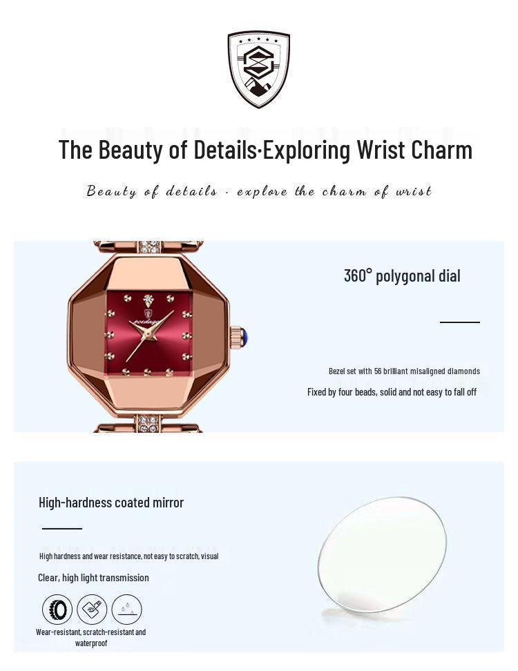 Schweizer Wasserdichte Damen Grüne Quadratische Quarz Armbanduhr - TikTok Trendartikel