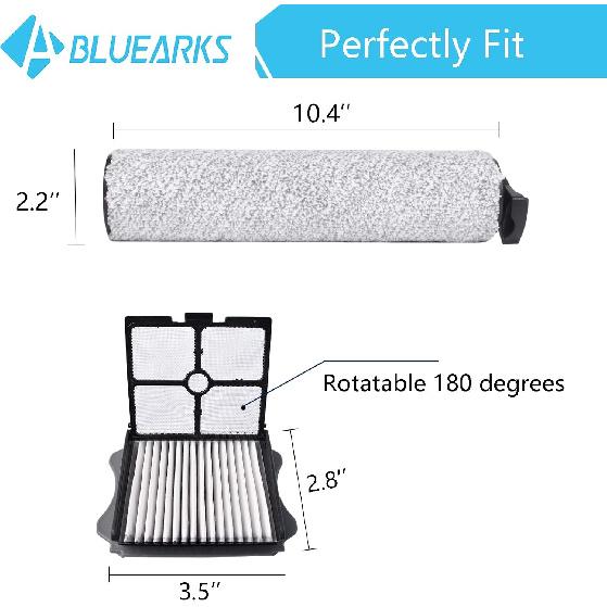 S5 Steam Roller Brush Replacement Parts for Tineco Floor ONE S5 Steam Vacuum Cleaner, 2 Pack Brush Rollers and 2 Pack Vacuum HEPA Filters for Tineco