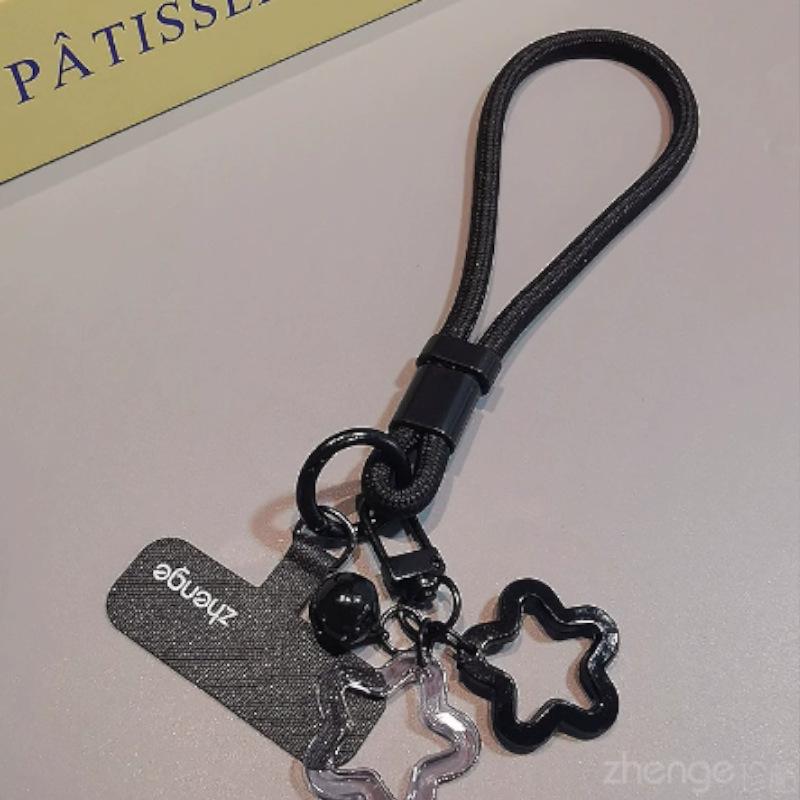 Women's Cotton Woven Phone Lanyard with Star Bell Charm and Dopamine Design