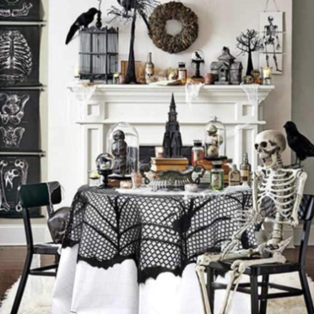 Round Spider Web Tablecloth Black Spiderweb Lace Tablecloth Table Runner   Halloween Decoration