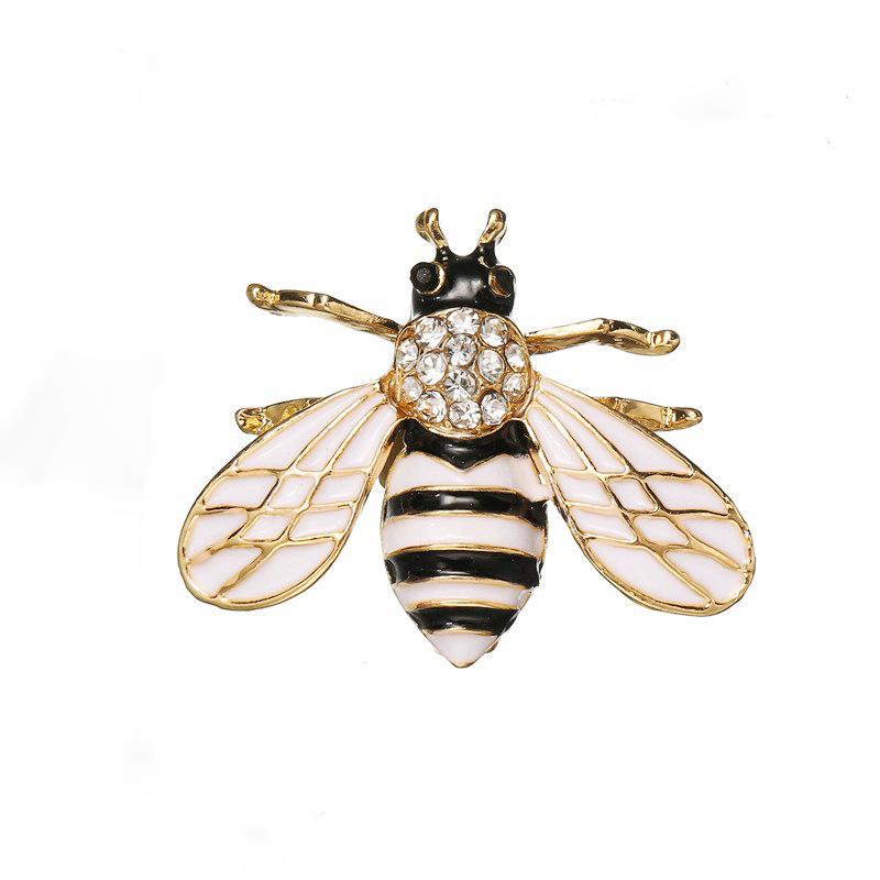 Stylish And Cute Mini Bee Brooch Versatile Rhinestone Drip Enamel Insect Pin Coat Suit Accessories