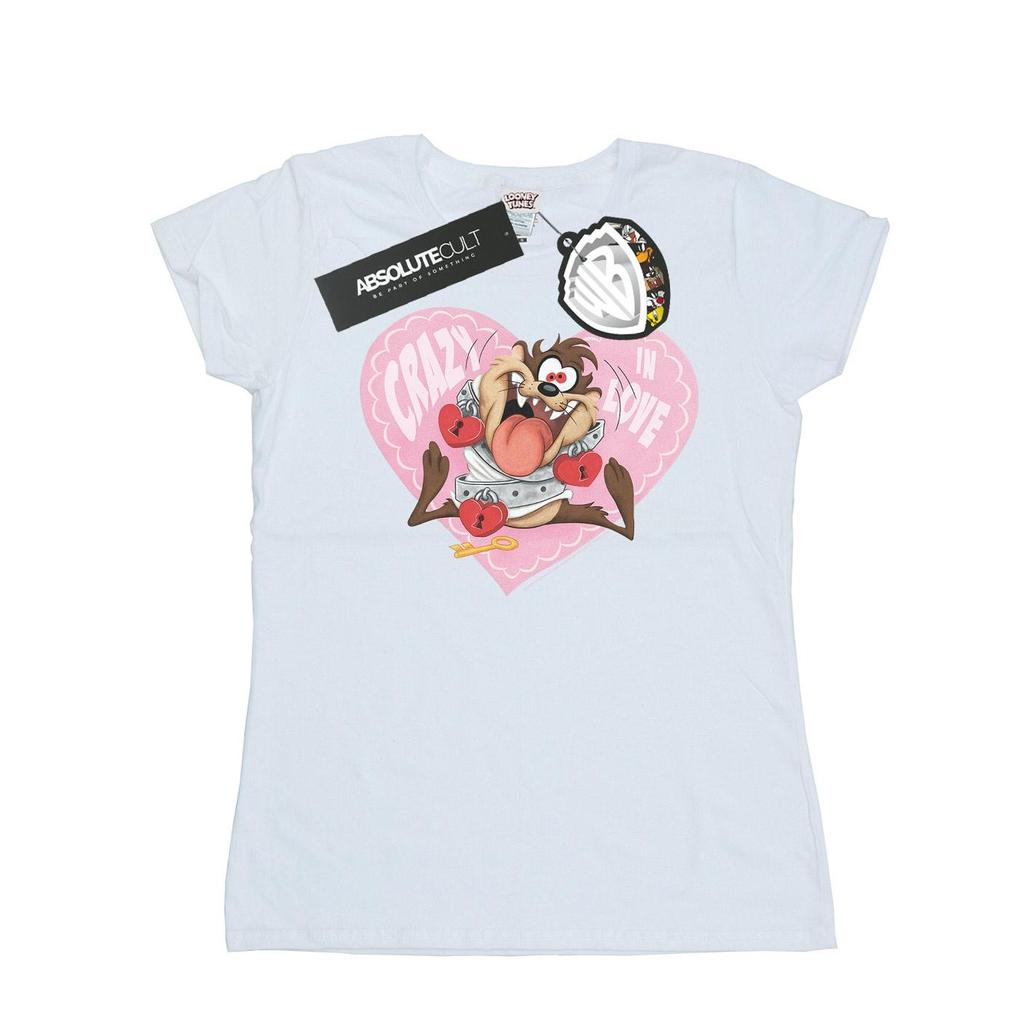 Looney Tunes Womens/Ladies Taz ValentineÂ´s Day Crazy In Love Cotton T-Shirt