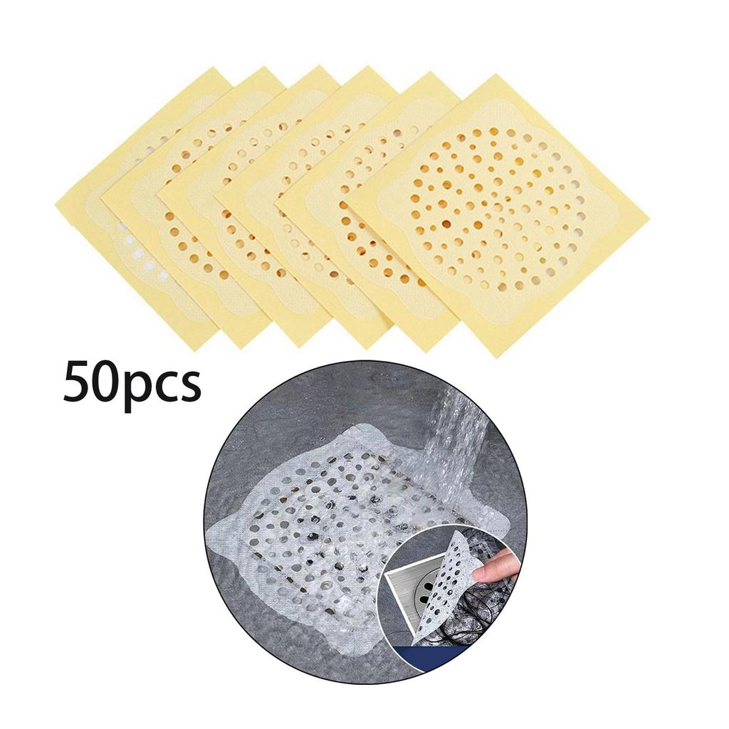 50x Shower Drain Strainer Stickers Sink Disposable for 10cmx10cm