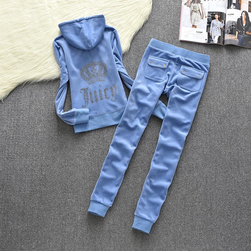 European Spring/Autumn JC Fashion Gold Velvet Women's Sportswear Set with Hotfix Letter Details