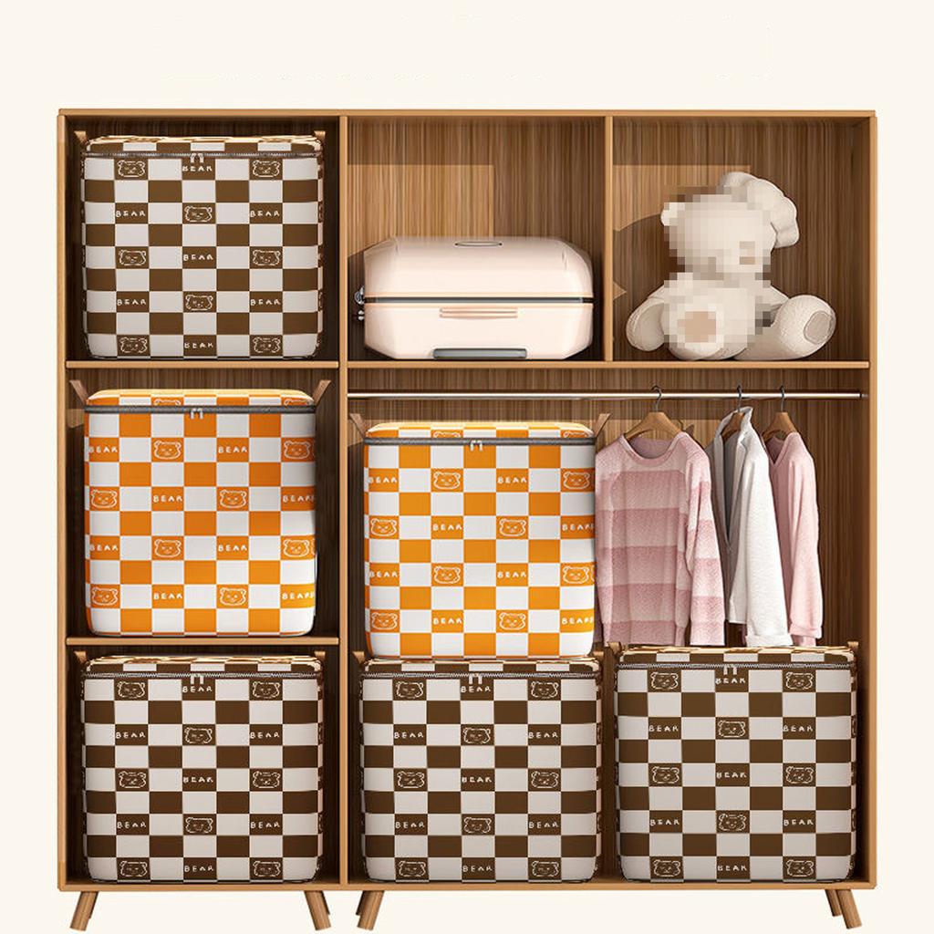 Houndstooth Non-woven Storage Box Bear Pattern Large Capacity Clothing Quilt Storage Bag Student Dormitory Moving Packaging Bag