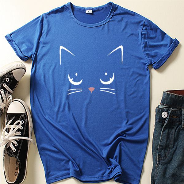 2024 Summer Cat Girl Printed Short Sleeve T-shirt - Casual, Loose Fit Fashion.