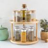 TwoTier Bamboo Wood  Organizer Kitchen Turntable for Cabinet Table or Pantry Organization