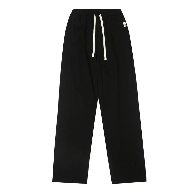 Women s Drawstring Elastic Waist Wide Leg Straight Pants Loose Fit Korean Casual Cotton Sweatpants S
