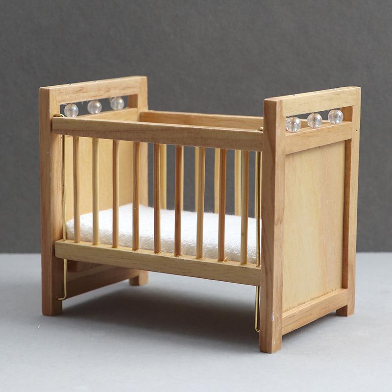 1:12 Dollhouse Miniature Baby Bed Wooden Cradle Baby carriage Baby Walker Doll House Accessories For Dollhouse Decoration New