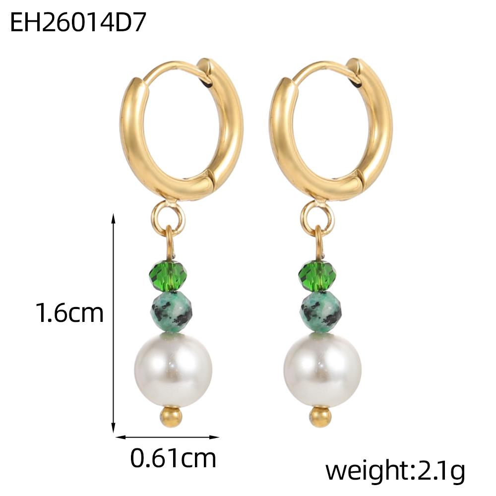 

CARLIDANA New Luxury Stainless Steel Natural Stone Pearl Tassel Drop Earrings Gold Plated Tarnish Free Hoop Earrings for Women