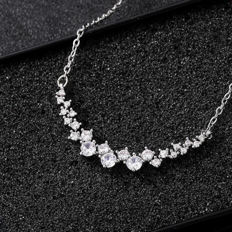 Gorgeous Bridal Wedding Necklace Brilliant Cubic Zirconia Delicate Female Necklaces for Party High Quality Trendy Jewelry