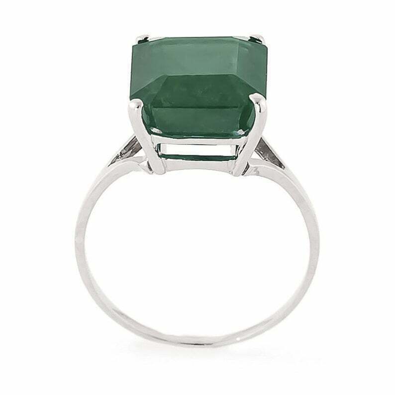 925 Sterling Silber Natürlicher zertifizierter 10 Karat Smaragd Solitärring für SieUS5