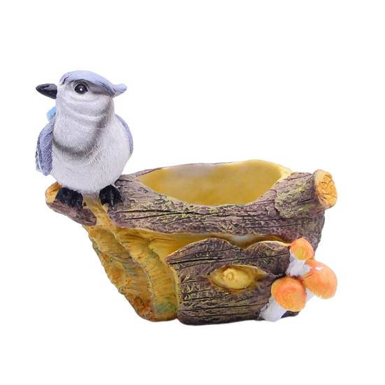 Simulated Bird Pen Holder Resin Stump Bird Stationery Pencil Stand
