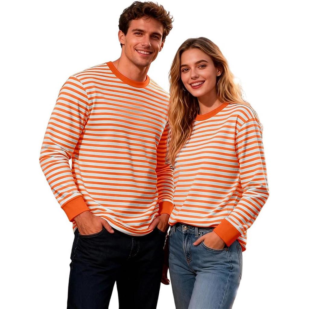 Men's Sweatshirt Striped Top  Neck Striped Shirt Basic Shirt Red  Striped Loose Sailor Costume Oversized Carnival Fancy Dress Costumes