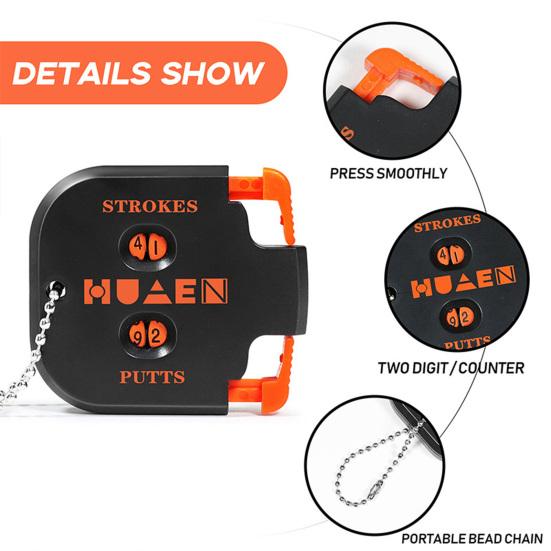 Golf Score Counter with Portable Bead Chain 2 Digit Strokes Putts Counting Tool Golf Game Scorekeeper Outdoor Sports Score Clicker Counter Scorer