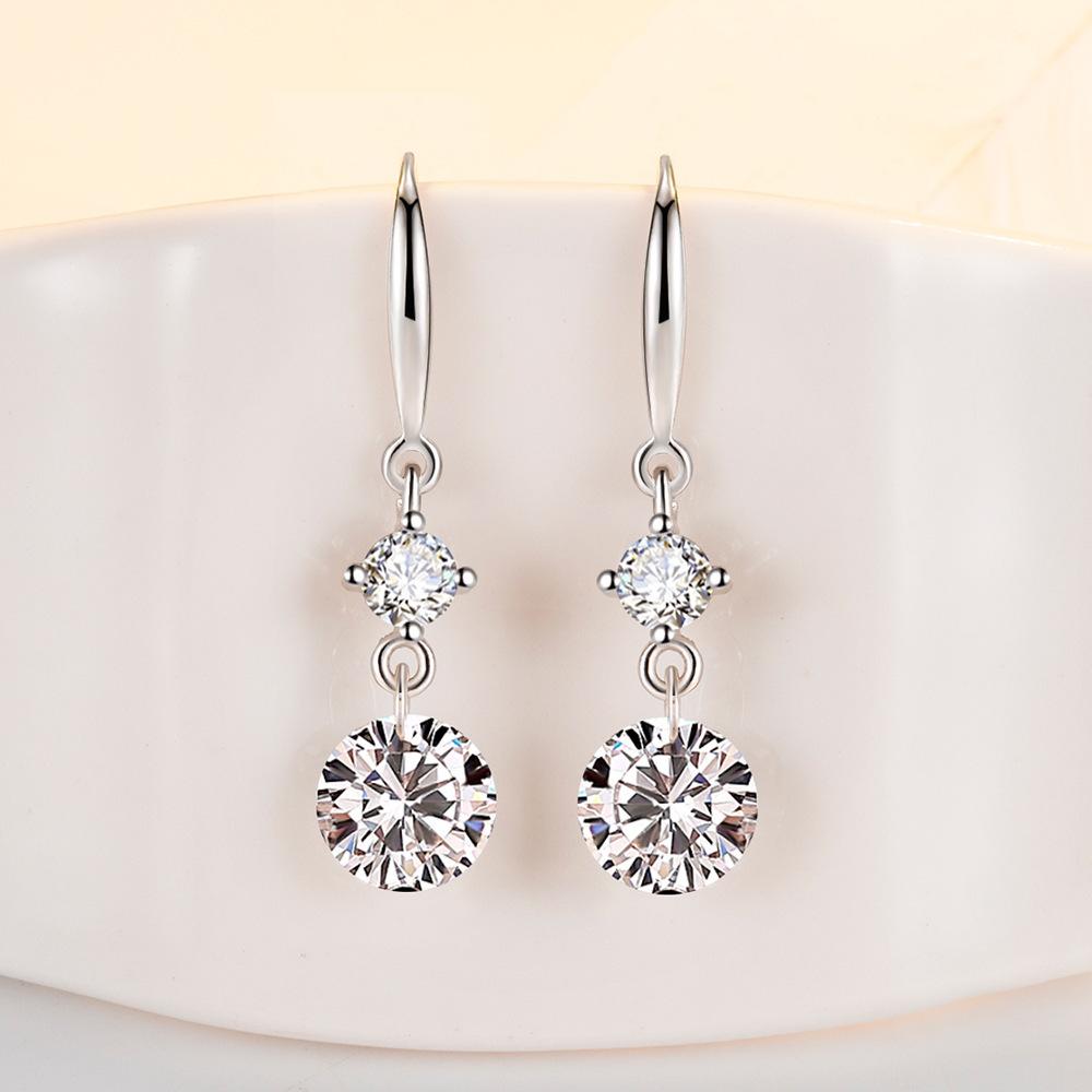 Time Naked Transparent Zircon Mid-length Women's Fashionable and Simple Earrings