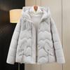 Parka Gruesa Cálida de Otoño Invierno para Mujer Casual Dulce Color Sólido Bolsillo Grande Suelta con Capucha Abrigos Chaquetas Ropa de Exterior