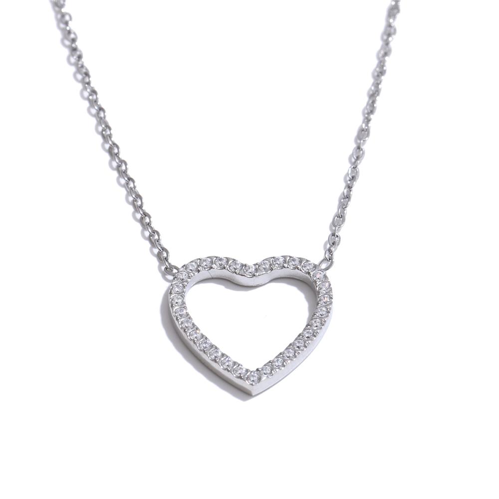 Yhpup Regalo Día de San Valentín 2025 Colgante Collar Amor Hueco Brillante Circonita Cúbica Joyería Romántica de Acero Inoxidable para Mujer