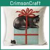 Elegant 18'' Dachshund Printed Christmas Linen Pillowcase For Cozy Living Spaces