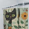 Vintage Chic Black Cat Shower Curtain With Sunflowers Perfect Bathroom Decor Gift For Her