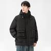 Men's Winter Faux Two-Piece Hooded Down Coat with 3D Pockets - 85% White Duck Down, Warm and Loose Fit.