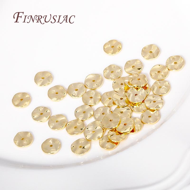 4/5/8MM 18K Gold Plated Wave Flat Spacer Beads,Wave Curling Round Bead Separators DIY Beading Jewelry Making