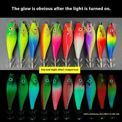 1/5 Pièces Hameçons Calmar Lumineux Appâts Crevettes Horizontaux Pour Seiche Calmar Jigs Appâts Durs Pour Pêche au Poulpe