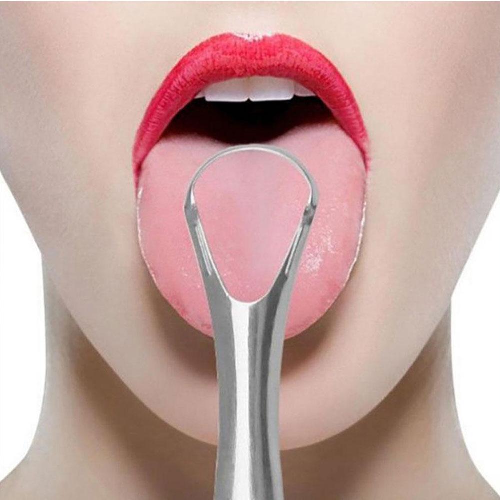 Surgical Grade Steel Tongue Scraper Cleaner for Adults Eliminate Bad Breath Metal Dental Scraper Tool