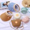 Round Straw Bag Women Woven Crossbody Beach Bag For Ladies Cute Rattan Handmade Knitted Shoulder Bag Candy Color Small Handbag
