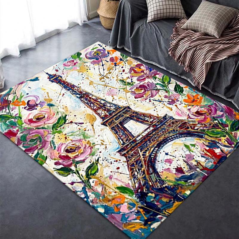 2025 New Paris Eiffel Tower Carpet Rug for Living Room Bedroom Home Sofa Decoration,Kids play Non-slip Floor Mat98