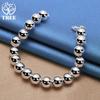 925 Sterling Silver 10mm Hollow Circle Ball Beads Silver Bracelet Jewelry