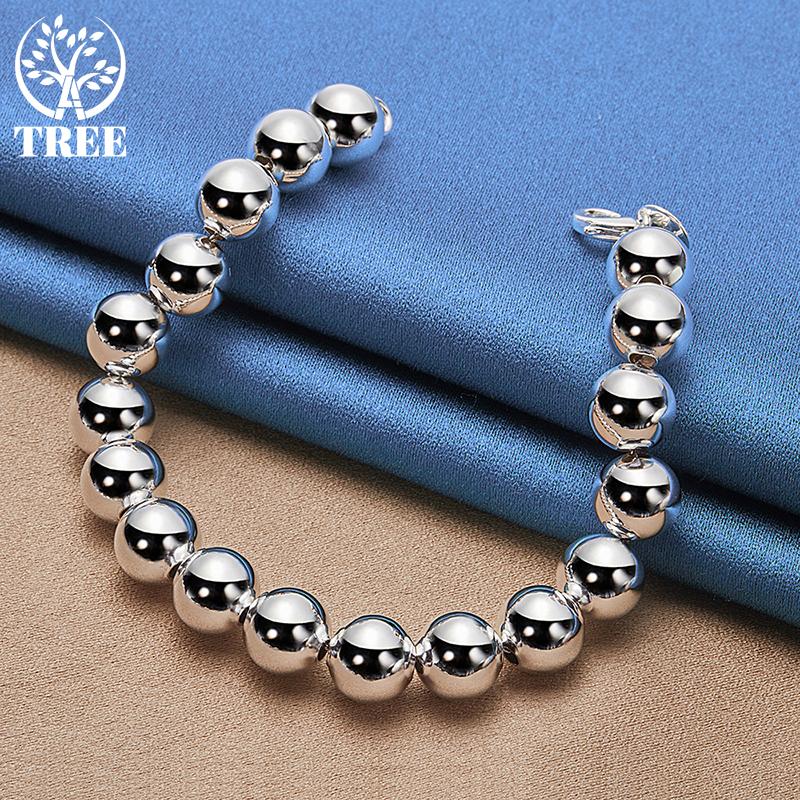 925 Sterling Silver 10mm Hollow Circle Ball Beads Silver Bracelet Jewelry