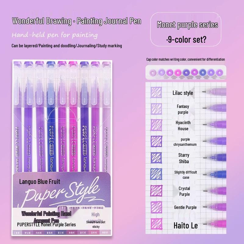 Blue Fruit Large Capacity Journal & Pen Set: Includes Highlighter, Drawing Pen, Gel Pen, Colored Single-Tip Pen.