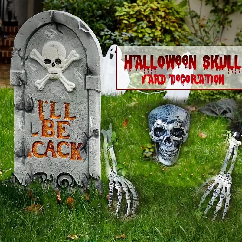 Halloween Light Up Skeleton Set,1 Skull And 2 Arms,Realistic Halloween Decorations,  for Halloween Party Cosplay,Halloween Gift
