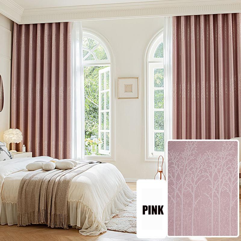 

Потовщені жакардові затемнені штори Вітальня Спальня Домашній декор Віконна штора W200*H270cm рожевий