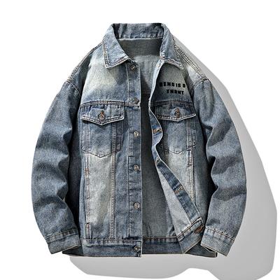 Spring Autumn Moto Biker Denim Jackets Men Vintage Turn Down Collar Fashion Denim Outerwear Coats Mens Cotton Jean Jacket