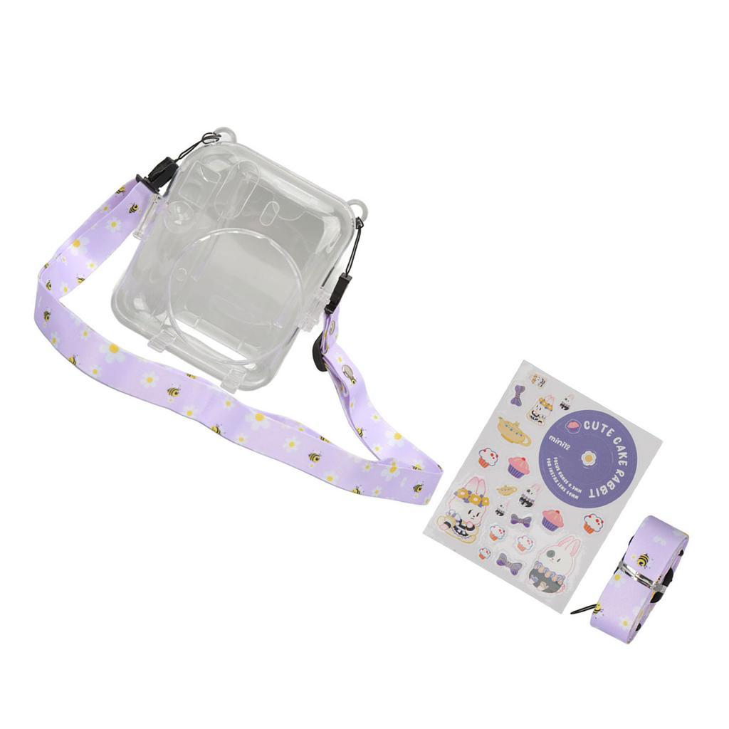 Instant Camera Case Kit Shoulder Strap Sticker Camera Case Durable Camera Protective Clear Case for Instax Mini 12