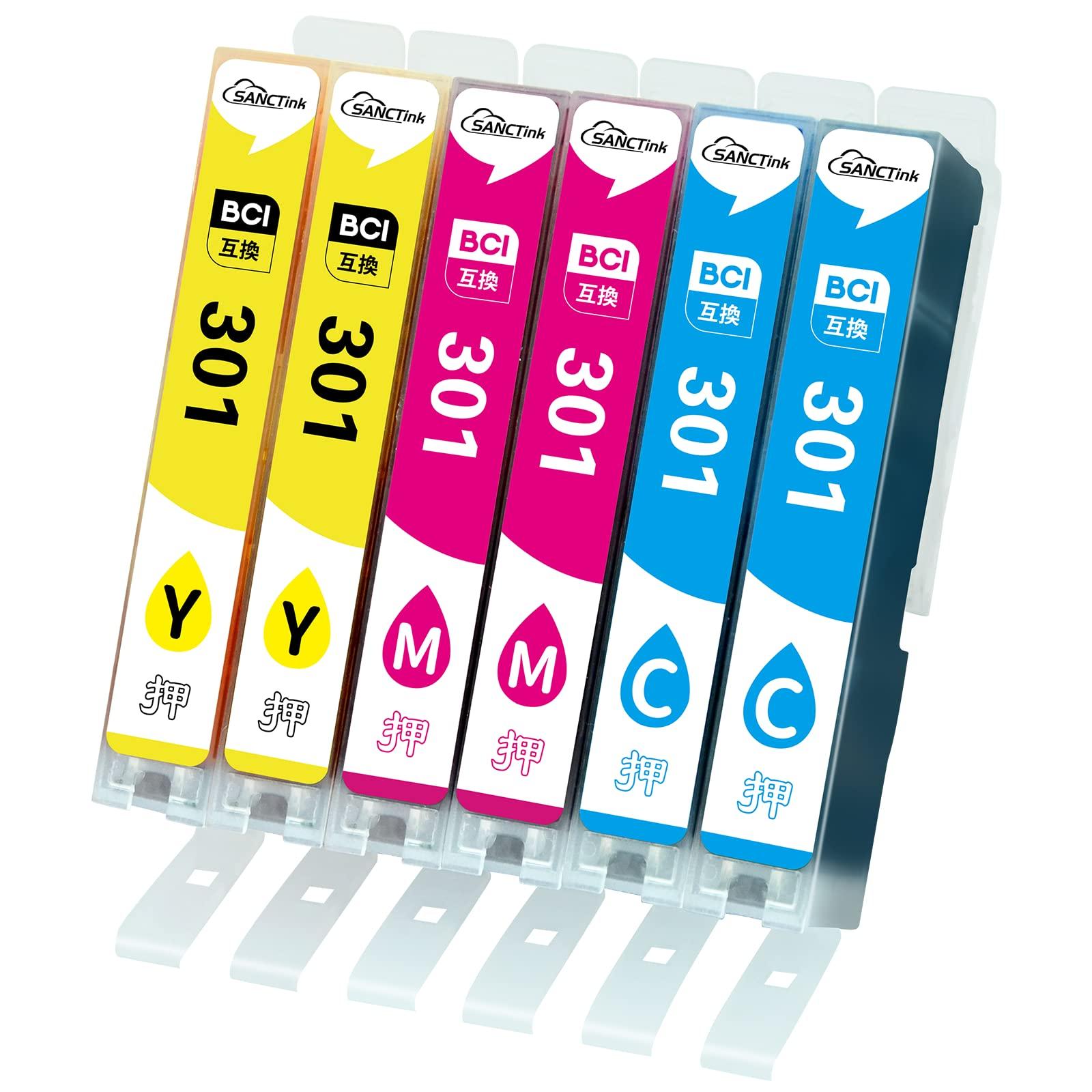 

SANCTink Сумісні Чорнильні Картриджі Canon C M Набір з 6 Сумісні з Принтером Canon PIXUS TS7530 301/300 (BCI-301 Y, Блакитний, Пурпуровий, Жовтий) - -