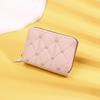 Women Wallet For Pu Leather Fashion Embroidered Love Fold Small Wallet Card Holder Multi-Card Slot Coin Purses Interior Pink