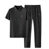 Verão Moda Clássica Masculina Cor Sólida Manga Curta Camisas Calças Conjunto de Duas Peças 2026 Traje Esportivo Casual Solto Masculino