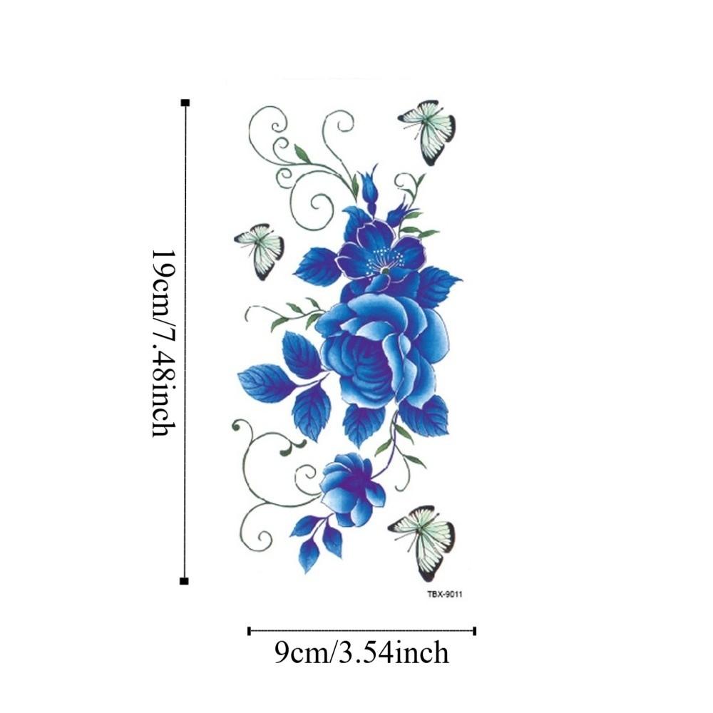 Lotus Green Leaf Flower Temporary Tattoo Stickers Floral Fake Tattoos Leg/ Arm/ Hand/Foot