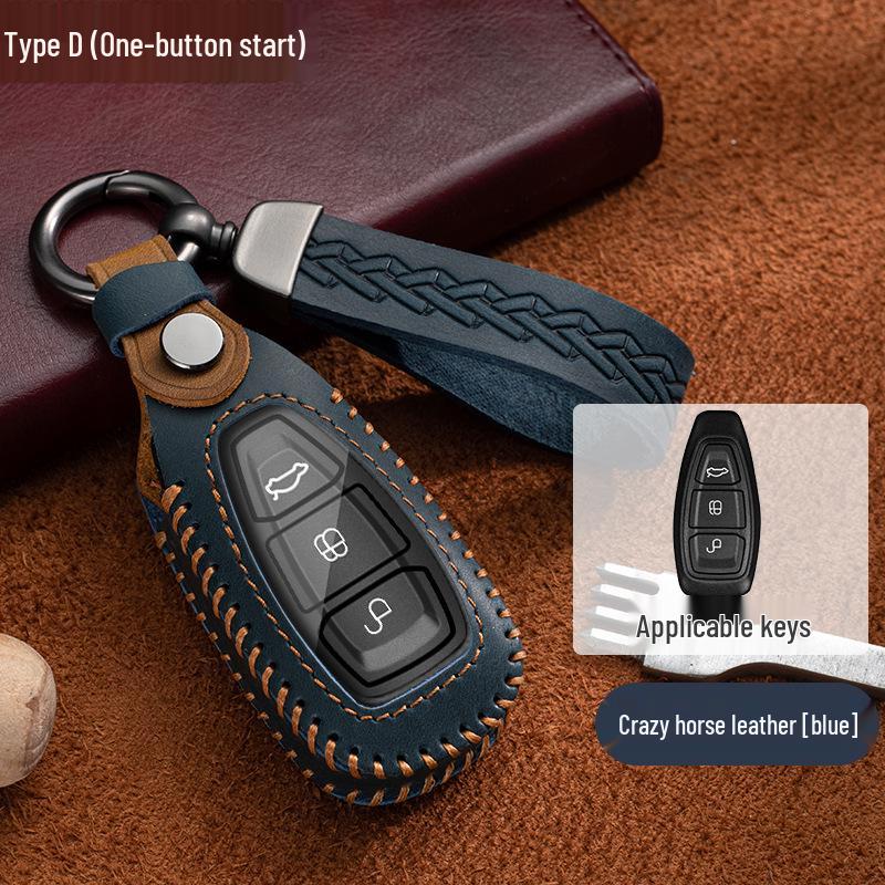 Ford Key Case for Focus, Mondeo, Kuga, Ecosport, Edge, Taurus - Genuine Leather with Buckle