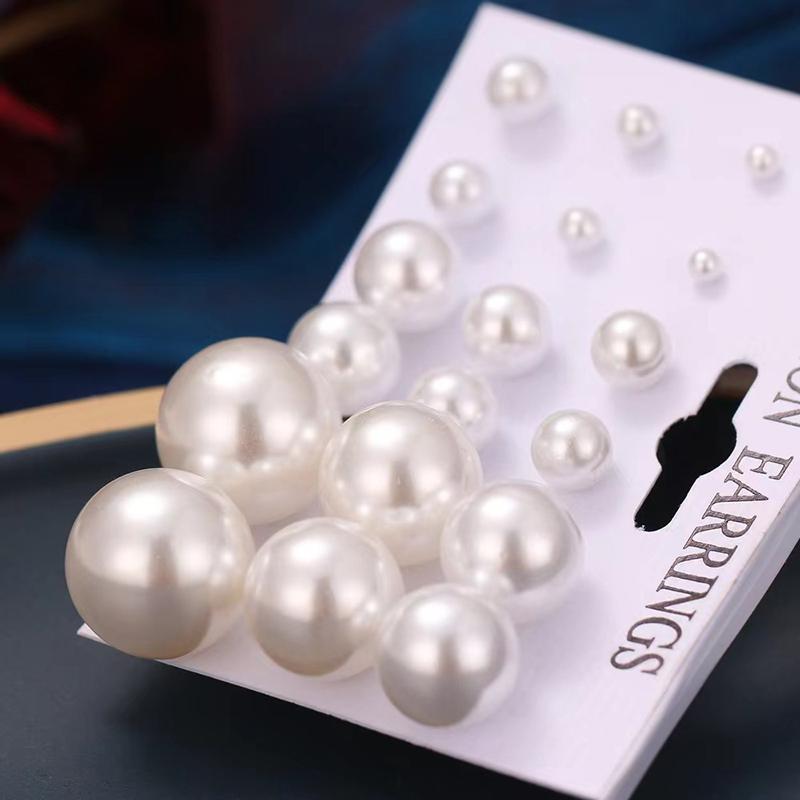 White Simulated Pearl Earrings Set For Women On Ear Ball Stud Earrings Bijouteria Brincos Jewelry Accessories